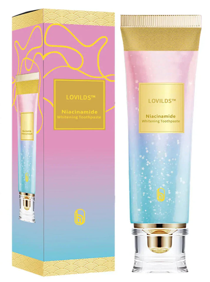 Dentifrice blanchissant à la niacinamide pour un sourire éclatant.