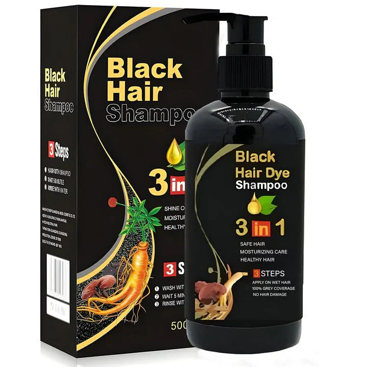 Shampoing Colorant pour Cheveux Noirs 3-en-1