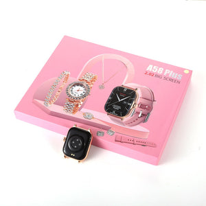 Coffret montre connectée et bijoux A58 Plus 8 en 1